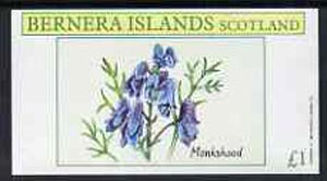 Bernera 1982 Plants #2 (Monkshead) imperf souvenir sheet (£1 value) unmounted mint