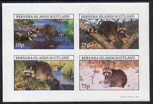 Bernera 1981 Racoons imperf,set of 4 values complete (10p to 75p) unmounted mint