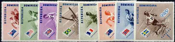 Dominican Republic 1957 Melbourne Olympic Games (2nd Issue) Winning Athletes unmounted mint diamond shaped set of 8, SG 689-96