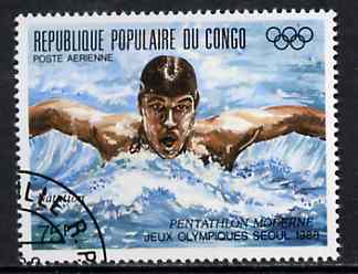 Congo 1988 Swimming 75f from Seoul Olympics (2nd Issue) very fine cto used, SG 1121*