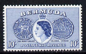 Bermuda 1953-62 Hog Coin 10s from def set unmounted mint, SG 149*
