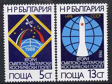 Bulgaria 1988 Soviet-Bulgarian Space Flight set of 2 unmounted mint, SG 3525-26, Mi 3665-66*