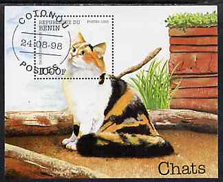 Benin 1998 Domestic Cats perf m/sheet very fine cto used