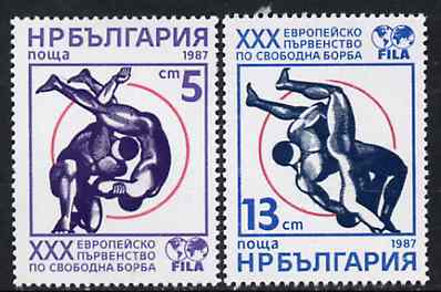 Bulgaria 1987 Freestyle Wrestling Championships unmounted mint set of 2, SG 3422-23, Mi 3563-64*