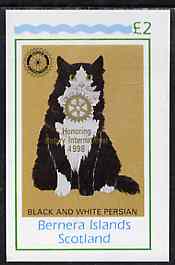Bernera 1998 Rotary Int opt in gold on 1984 Rotary (Black & White Persian Cat) imperf deluxe sheet (£2 value) unmounted mint
