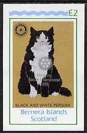 Bernera 1998 Rotary Int opt in silver on 1984 Rotary (Black & White Persian Cat) imperf deluxe sheet (£2 value) unmounted mint