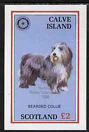 Calve Island 1998 Rotary Int opt in silver on 1984 Rotary - Bearded Collie imperf deluxe sheet (£2 value) unmounted mint