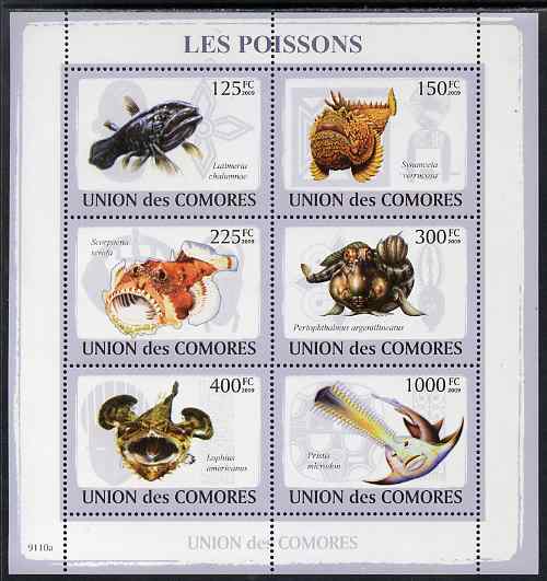 Comoro Islands 2009 Fish perf sheetlet containing 6 values unmounted mint