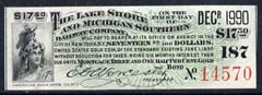 Cinderella - United States $17.50 Interest coupon for The Lake Shore & Michigan Southern Railway Company Gold Bond