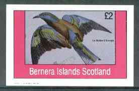 Bernera 1982 Birds #18 (Le Rollier D'Europe) imperf deluxe sheet (£2 value) unmounted mint