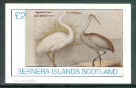 Bernera 1982 Birds #39 (Crane & White Heron) imperf deluxe sheet (£2 value) unmounted mint