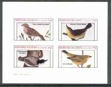 Bernera 1982 Birds #27 (Grosbeak, Warblers, etc) imperf,set of 4 values (10p to 75p) unmounted mint