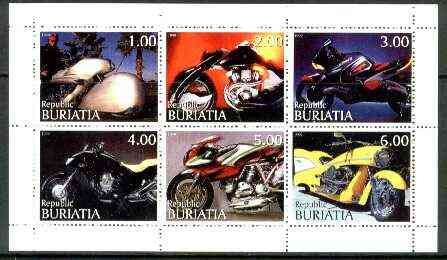 Buriatia Republic 1999 Motorbikes sheetlet containing complete set of 6 values unmounted mint