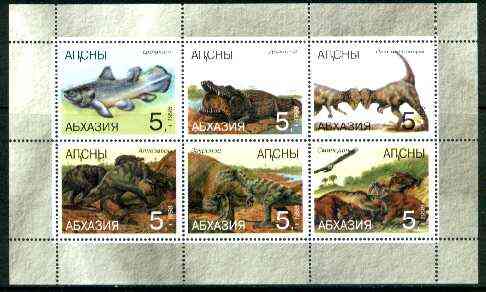 Abkhazia 1998 Dinosaurs sheetlet containing complete set of 6 values unmounted mint