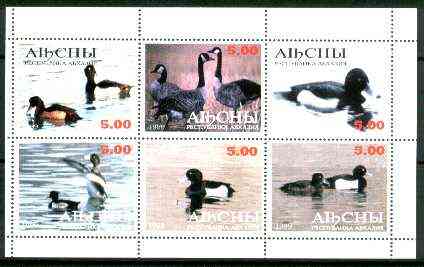Abkhazia 1999 Ducks perf sheetlet containing set of 6 values unmounted mint