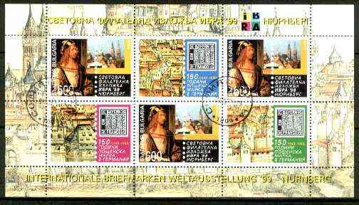 Bulgaria 1999 IBRA Stamp Exhibition sheetlet containing 3 stamps & 3 labels fine cto used, as SG 4241