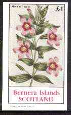 Bernera 1982 Flowers #20 (Mimulus) imperf souvenir sheet (£1 value) unmounted mint