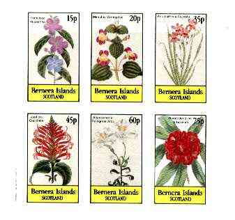 Bernera 1982 Flowers #21 (Mimulus, Justicia, Rhododendron, etc) imperf set of 6 values unmounted mint
