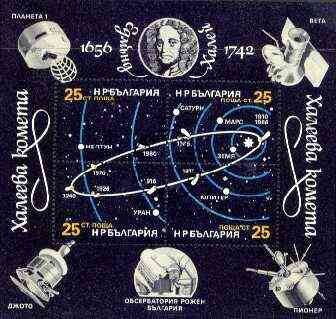 Bulgaria 1986 Halley's Comet perf m/sheet containing 4 values fine cto used, SG MS 3331, Mi BL 162A