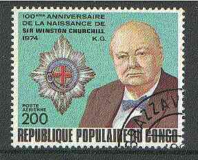 Congo 1974 Birth Centenary of Winston Churchill very fine used, SG 415*