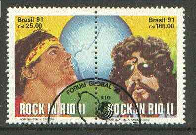 Brazil 1991 'Rock in Rio' Concert se-tenant horiz pair fine cto used SG 2463-64
