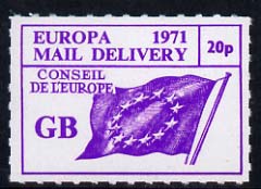 Cinderella - Council of Europe 1971 Rouletted 20p Flag design produced for use during Great Britain Postal strike unmounted mint
