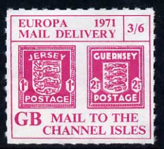 Cinderella - Channel Islands 1971 Rouletted 3s6d magenta (1d & 2.5d Occupation issues) produced for use during Great Britain Postal strike unmounted mint