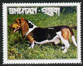 Bhutan 1973 Basset Hound 20ch from Dogs set unmounted mint, Mi 539*