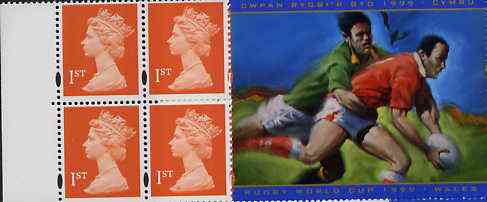Booklet Pane - Great Britain 1999 Booklet pane containing 4 x 1st class stamps plus Rugby World Cup Commemorative label, unmounted mint