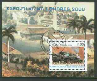 Cuba 2000 London 2000 Stamp Exhibition (Steam Loco) perf m/sheet fine cto used