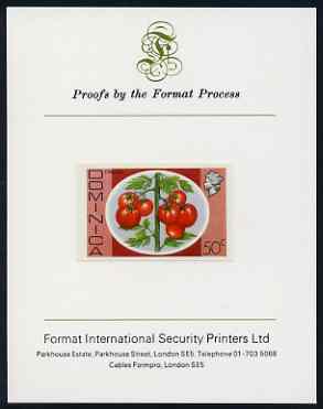 Dominica 1975-78 Tomatoes 50c imperf proof mounted on Format International proof card (as SG 503)