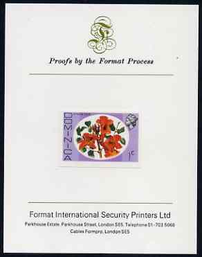 Dominica 1975-78 African Tulip 1c imperf proof mounted on Format International proof card (as SG 491)