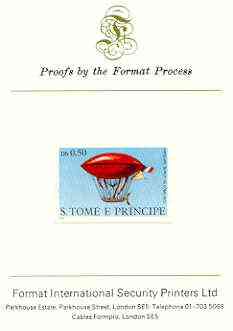 St Thomas & Prince Islands 1980 Airships 0.5Db (De Lôme) imperf proof mounted on Format International proof card