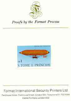St Thomas & Prince Islands 1980 Airships 1Db (Paul Hanlein) imperf proof mounted on Format International proof card