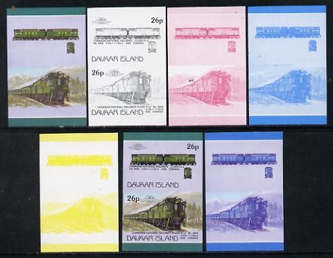 Davaar Island 1983 Locomotives #1 Canadian National Class V1-a loco No.9000 26p set of 7 imperf se-tenant progressive colour proofs comprising the 4 individual colours plus 2, 3 and all 4-colour composites unmounted mint