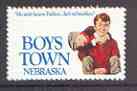 Cinderella - United States 1990 Boys Town, Nebraska fine mint label showing Boy Carrying Another (with blue text and undated)