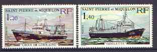 St Pierre & Miquelon 1976 Stern Trawlers set of 2 unmounted mint SG 550-51