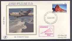 Australian Antarctic Territory 1983 Hercules silk cover with boxed 'Storepedo Parachute Mail' cachet (Mail drop to Macquarie Island)