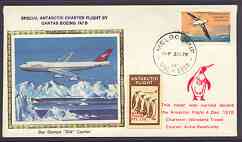 Australian Antarctic Territory 1978 Boeing 747 silk cover for Qantas Antarctic Charter Flight with Penguin label and Cachet