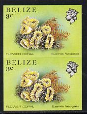 Belize 1984-88 Flower Coral 3c def in unmounted mint imperf pair (SG 768)