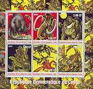 Congo 2000 Dinosaurs sheetlet containing 6 values unmounted mint