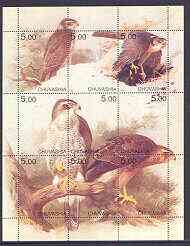 Chuvashia Republic 2001 Birds of Prey composite perf sheetlet containing complete set of 9 values unmounted mint