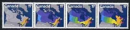 Canada 1981 Canada Day (Maps) strip of 4 unmounted mint, SG 1013a