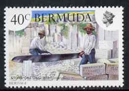 Bermuda 1981 Stone Cutting 40c (from Heritage set) unmounted mint with wmk Crown to Right, SG 433w