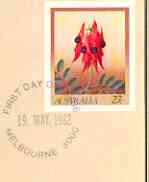 Australia 1982 Sturt's Desert Pea 27c postal stationery envelope with first day cancellation