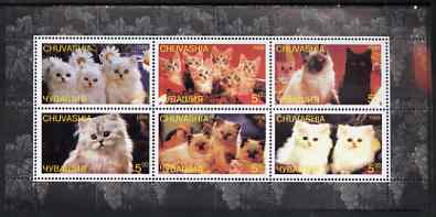 Chuvashia Republic 1998 Domestic cats #2 perf sheetlet containing set of 6 values unmounted mint