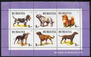 Buriatia Republic 1999 Dogs #1 perf sheetlet containing set of 6 values unmounted mint (purple border)