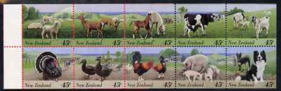 Booklet - New Zealand 1995 Farmyard Animals $4.50 booklet complete & pristine containing pane of 10 stamps, SG SB76