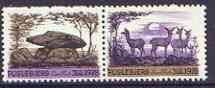 Cinderella - Denmark (Fuglebjerg) 1978 Christmas perf set of 2 labels produced by Lions International (showing Deer & Monument)*
