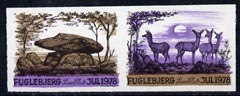 Cinderella - Denmark (Fuglebjerg) 1978 Christmas imperf set of 2 labels produced by Lions International (showing Deer & Monument)*